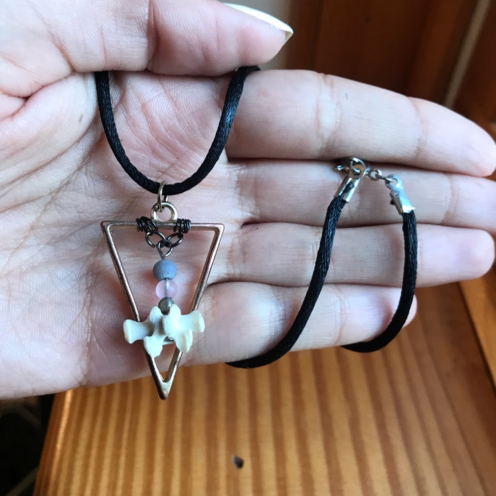Triangle geometric bone necklace